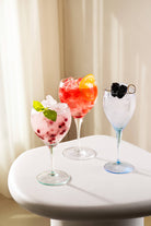 Moser Optic Wine Glasses 350 ml, Set of 6 Colors in a styled setting