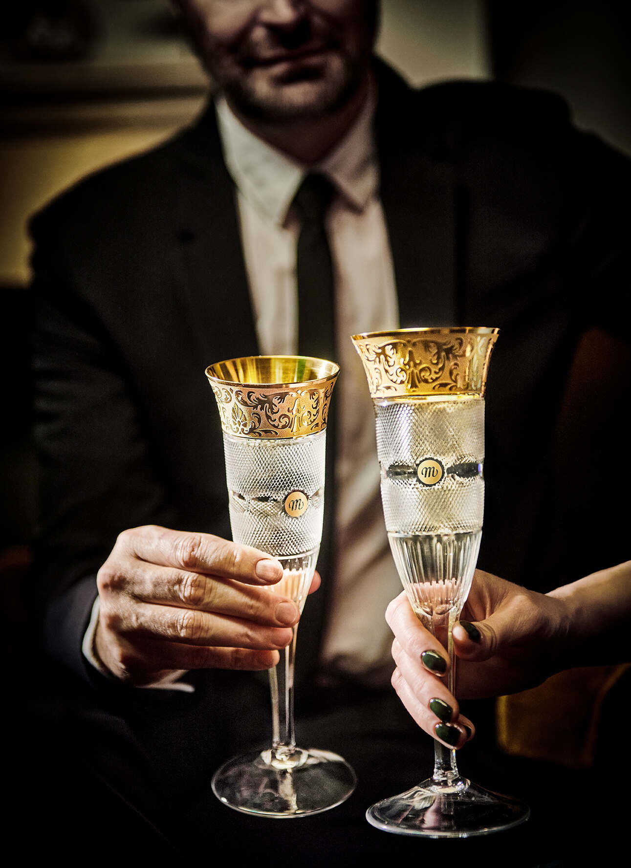 Moser Splendid Champagne Glass 185 ml in a styled setting