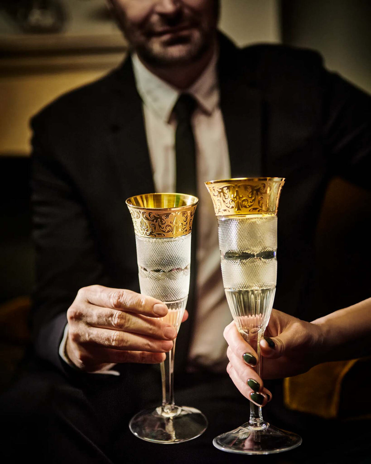 Moser Splendid Champagne Glass 185 ml in a styled setting