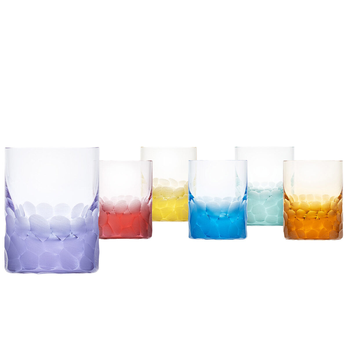 Moser Whisky Set Pebbles Shot Glasses 60 ml, Set of 6 Colors on a white background