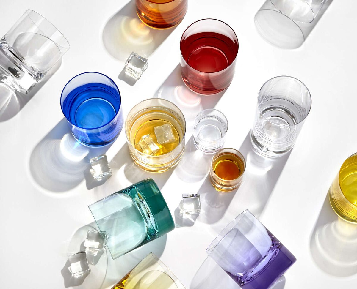 Moser Whisky Set Spirit Glasses 60 ml, Set of 6 Colors in a styled setting