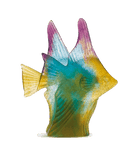 Daum Fish Couple Sculpture in Amber Green, handcrafted Daum crystal