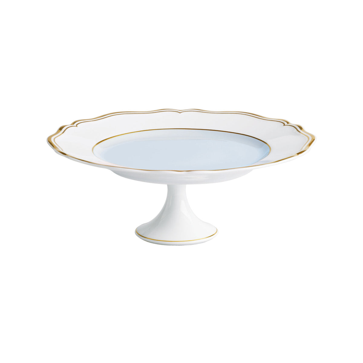 Raynaud Mazurka Gold with blue gray background Petit Fours Stand, 8 3/4 in