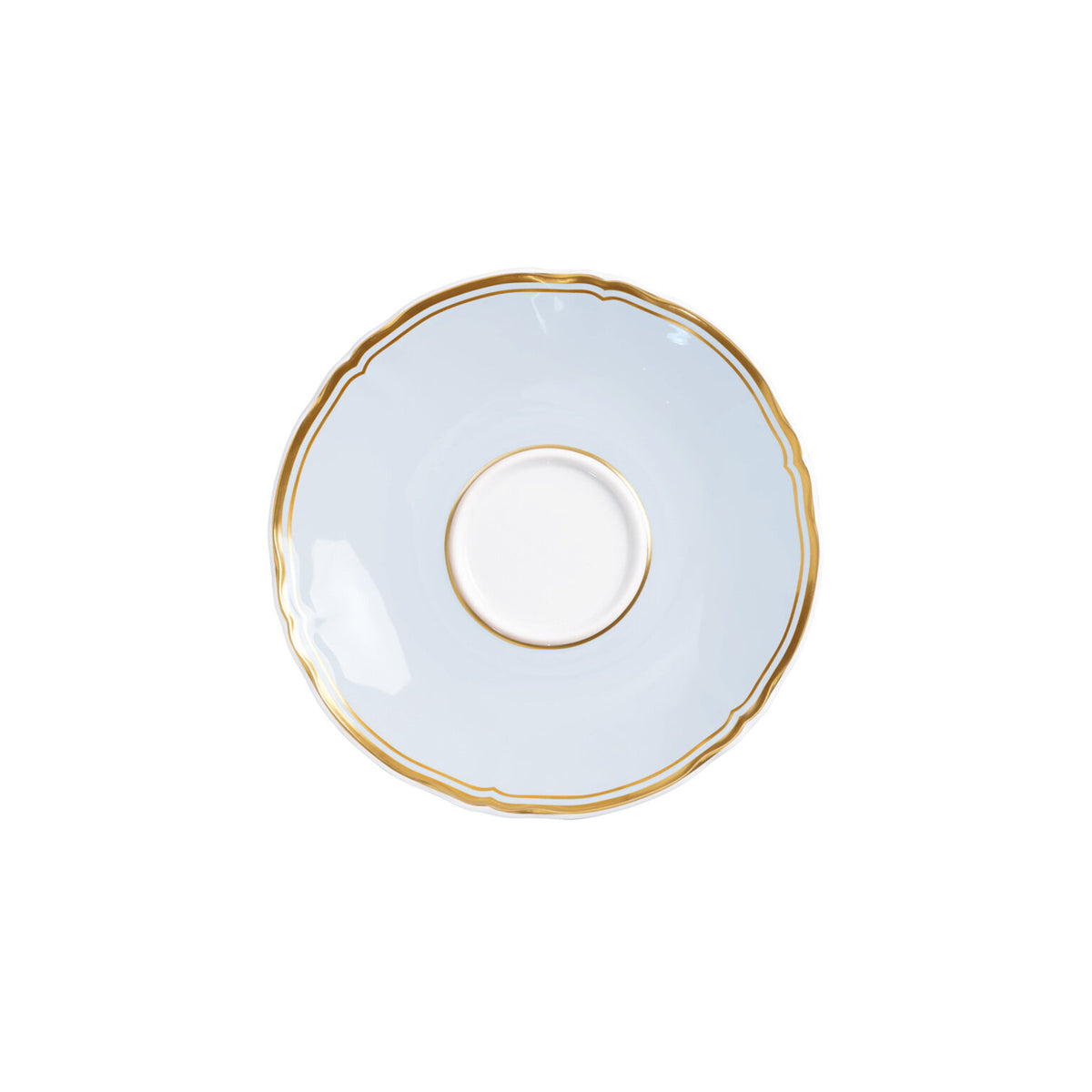 Raynaud Mazurka Gold with blue gray background Tea Saucer, 6 1/4 in