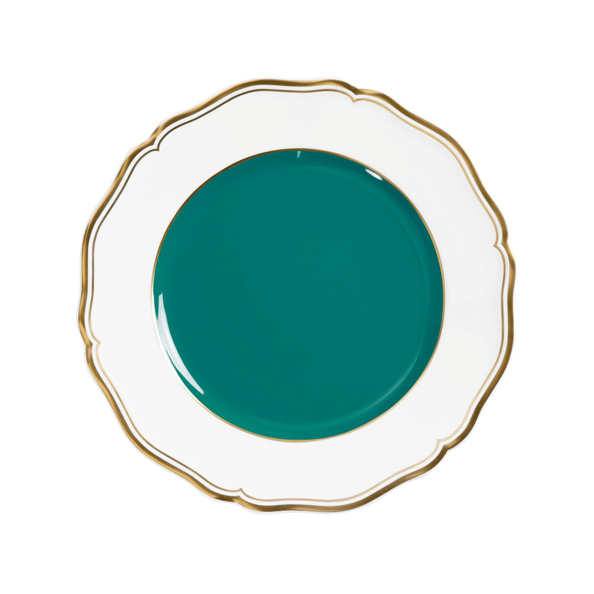 Raynaud Mazurka Gold with turquoise background Dessert Plate, 8 3/4 in