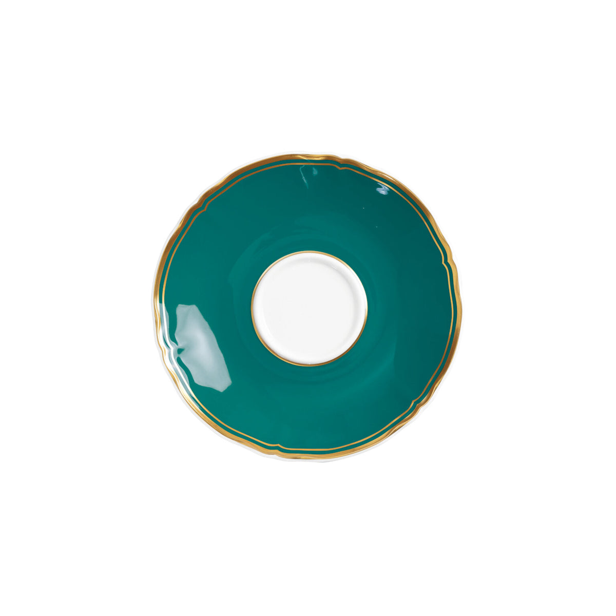 Raynaud Mazurka Gold with turquoise background Tea Saucer, 6 1/4 in
