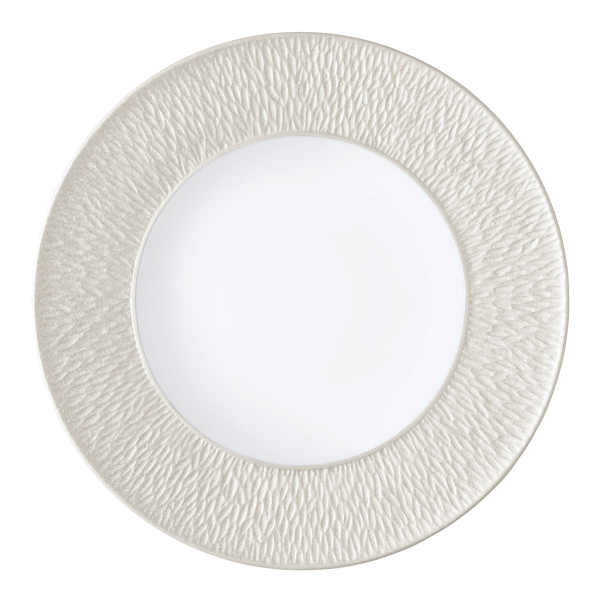 Raynaud Mineral Irise Pearl Gray Buffet Plate, 12 1/2 in, Coupe Engraved Rim