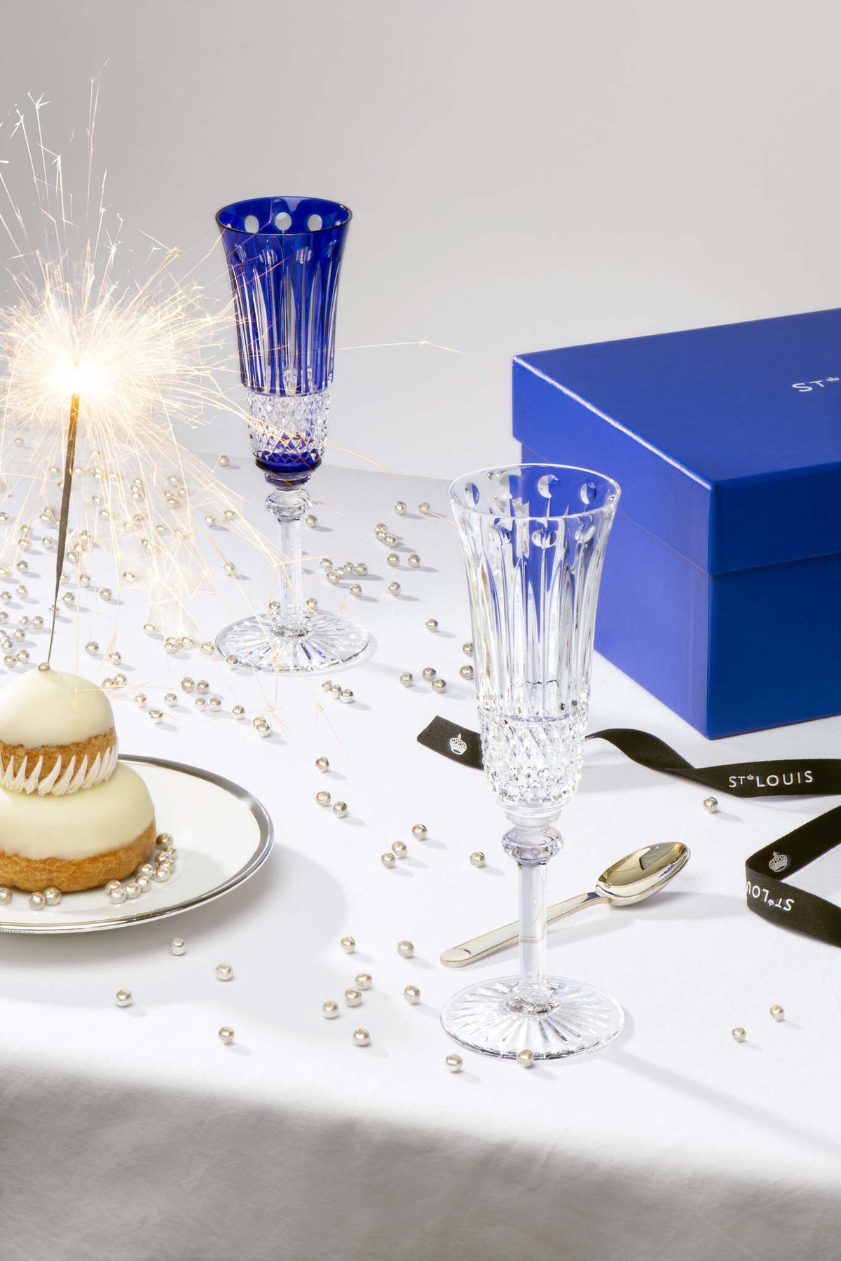 Saint-Louis Tommy Champagne Flute in a styled lifestyle setting