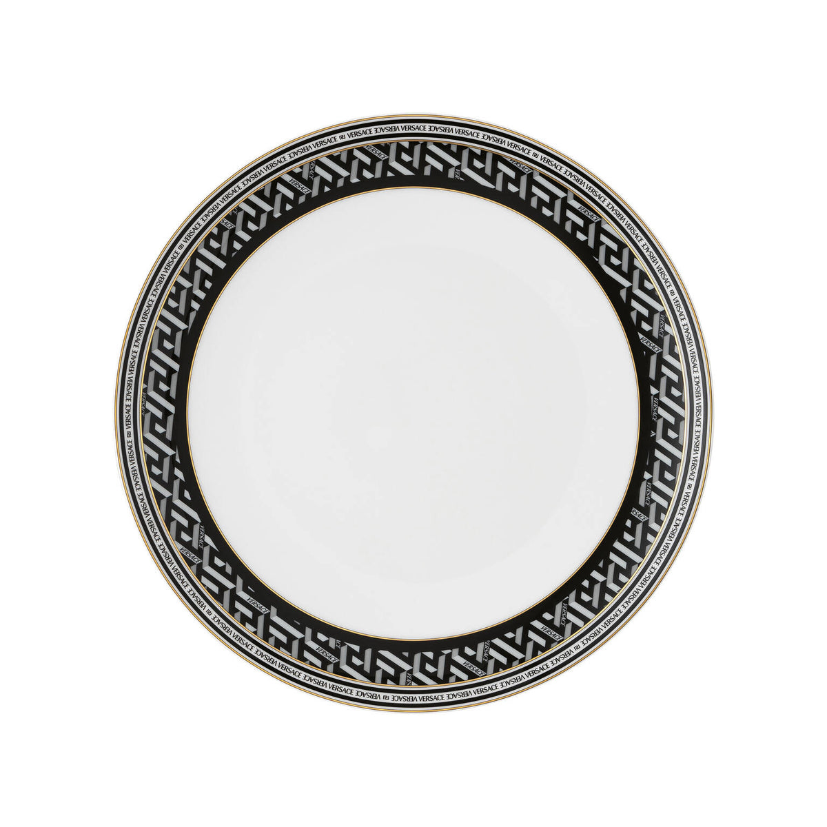 Versace La Greca Signature Black Dinner Plate, 11 in