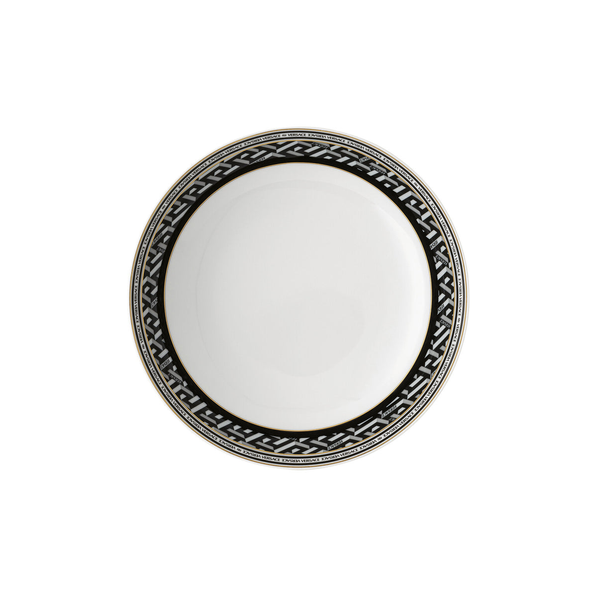 Versace La Greca Signature Black Rim Soup, 8 2/3 in