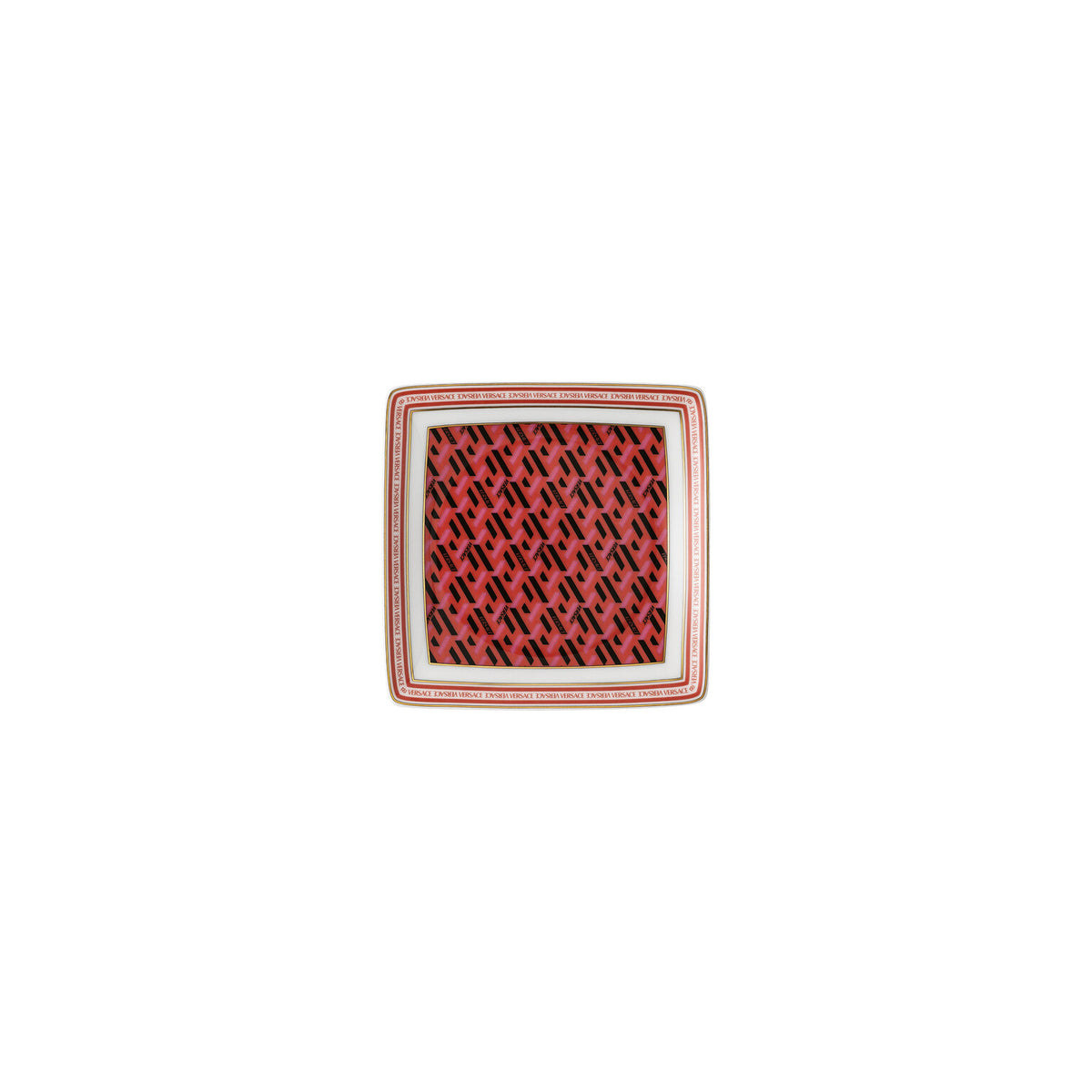 Versace La Greca Signature Red Canape Dish, 4 3/4 in, Square