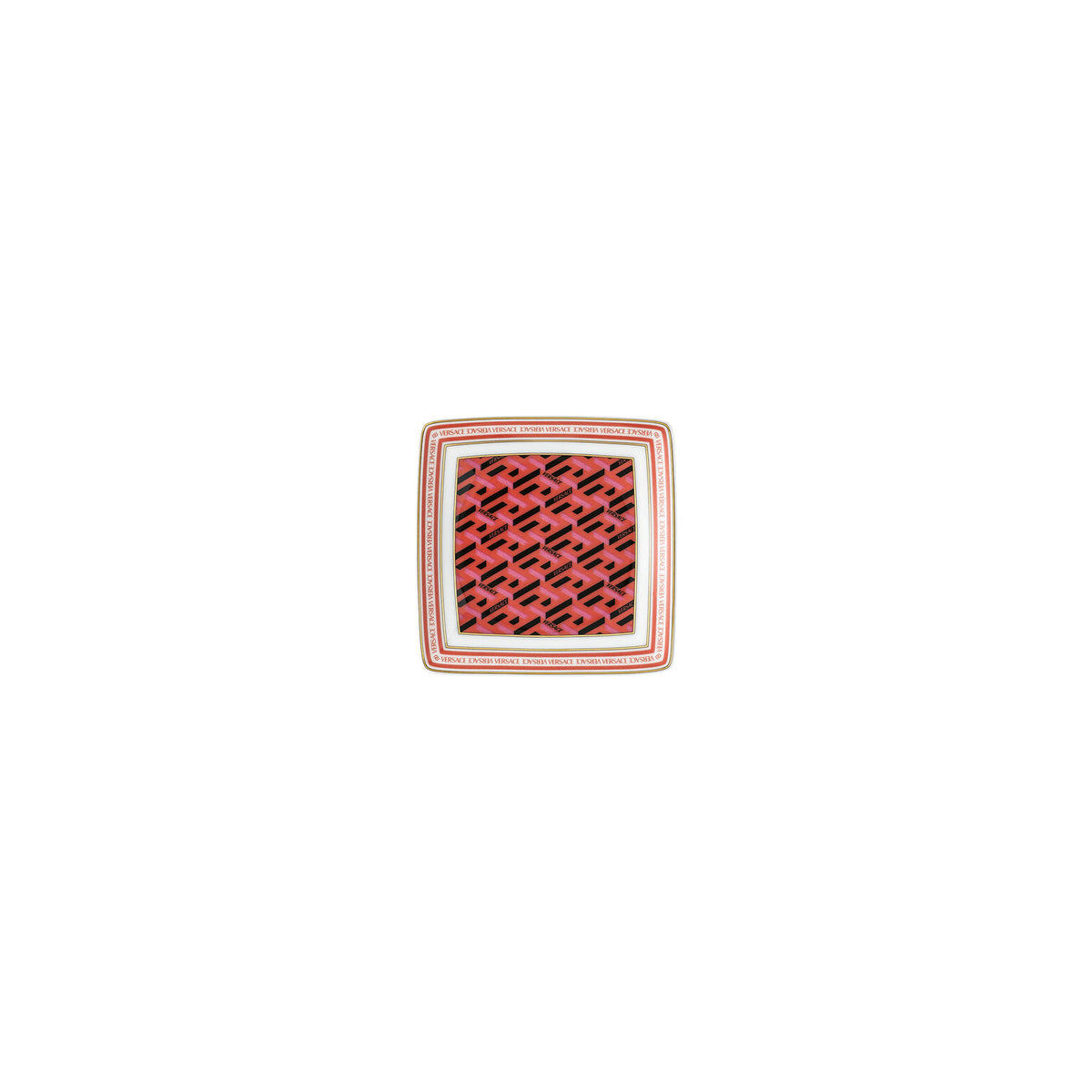Versace La Greca Signature Red Small Low Bowl, 3 1/2 in