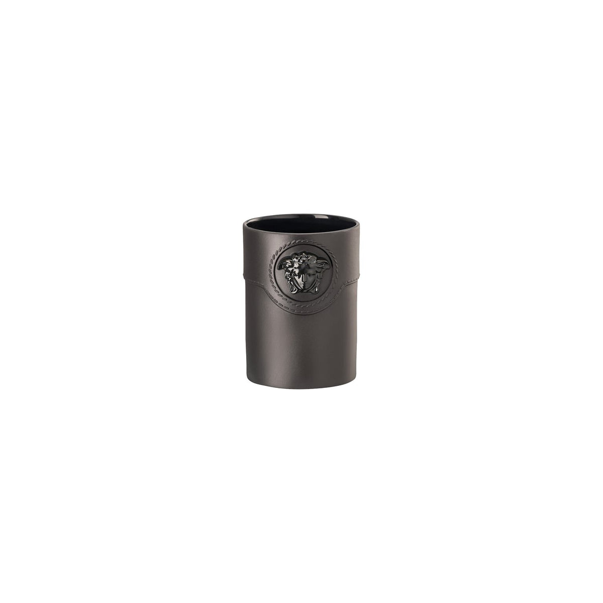 Versace La Medusa Mini Vase, 4 in, Black, Cylindrical