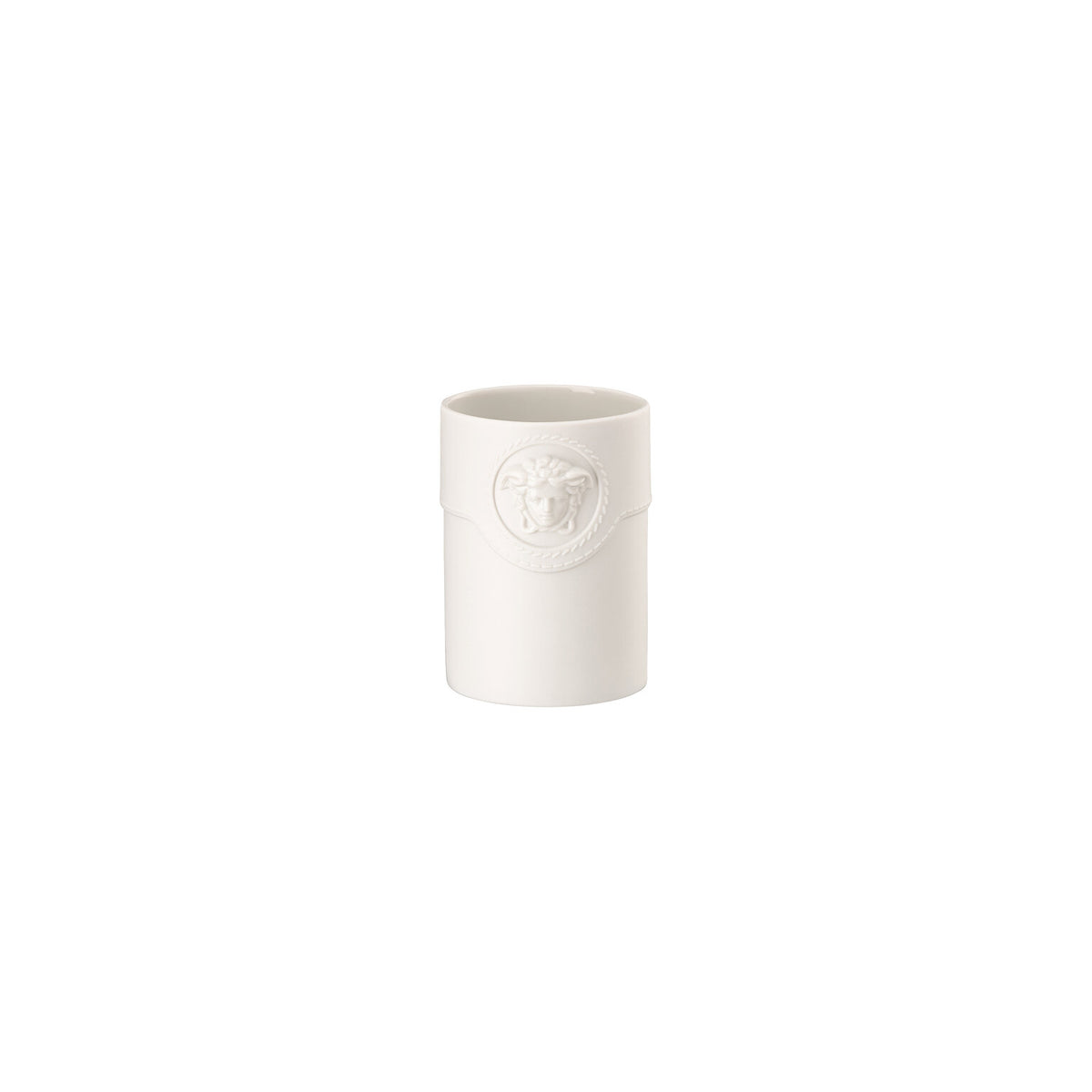 Versace La Medusa Mini Vase, 4 in, White, Cylindrical