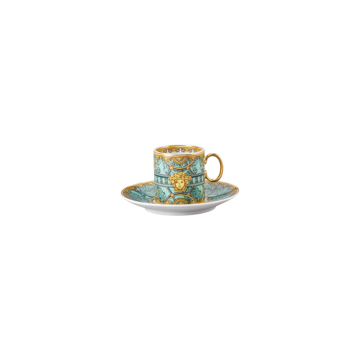 Versace La Scala del Palazzo A.D. Cup & Saucer, Verde