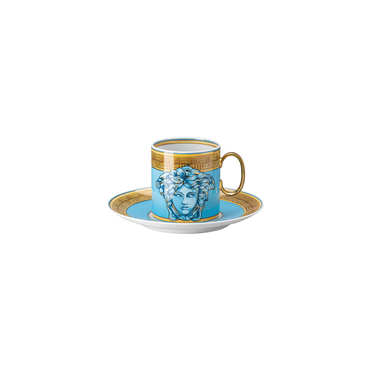 Versace Medusa Amplified Blue Coin Coffee Cup & Saucer