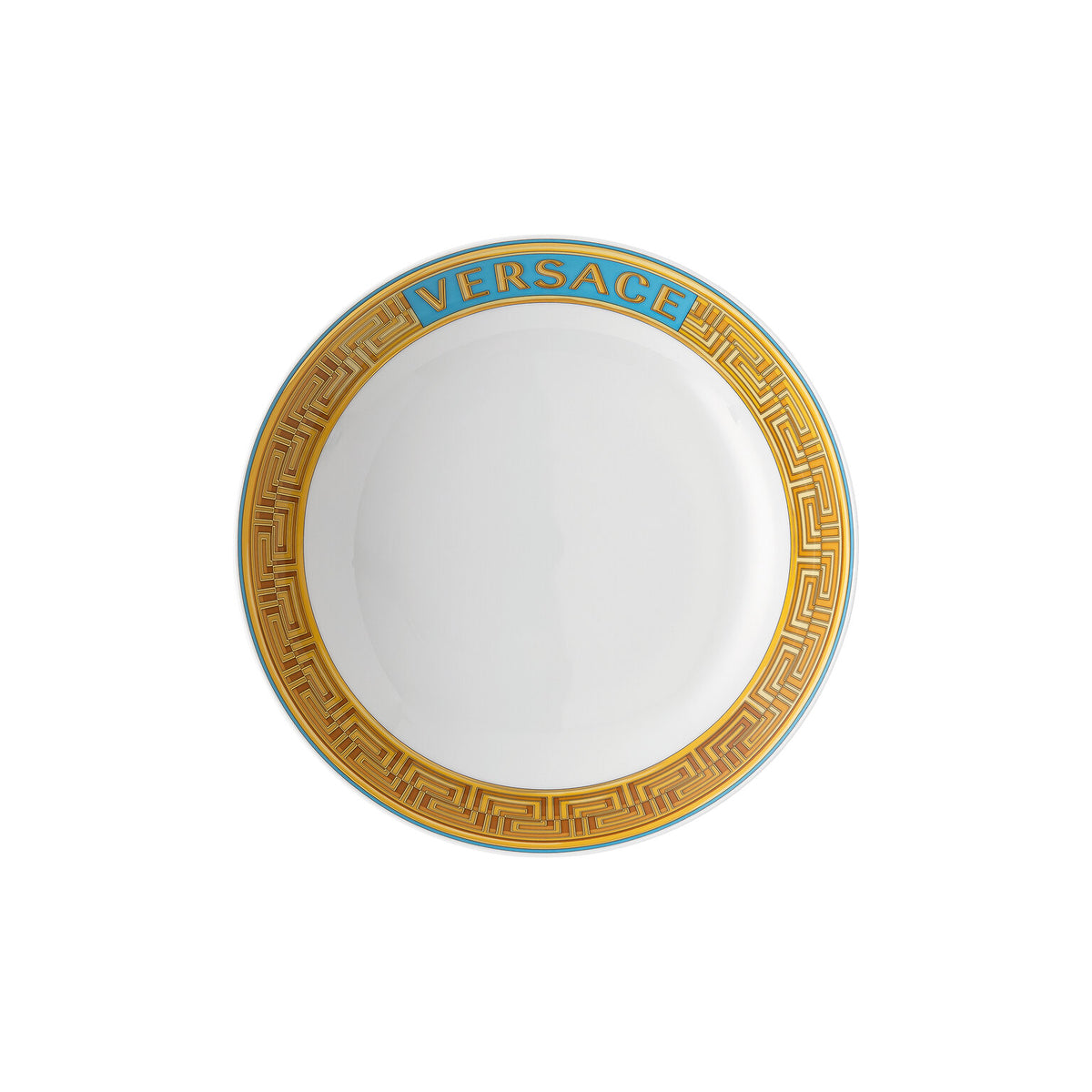 Versace Medusa Amplified Blue Coin Rim Soup, 8 2/3 in