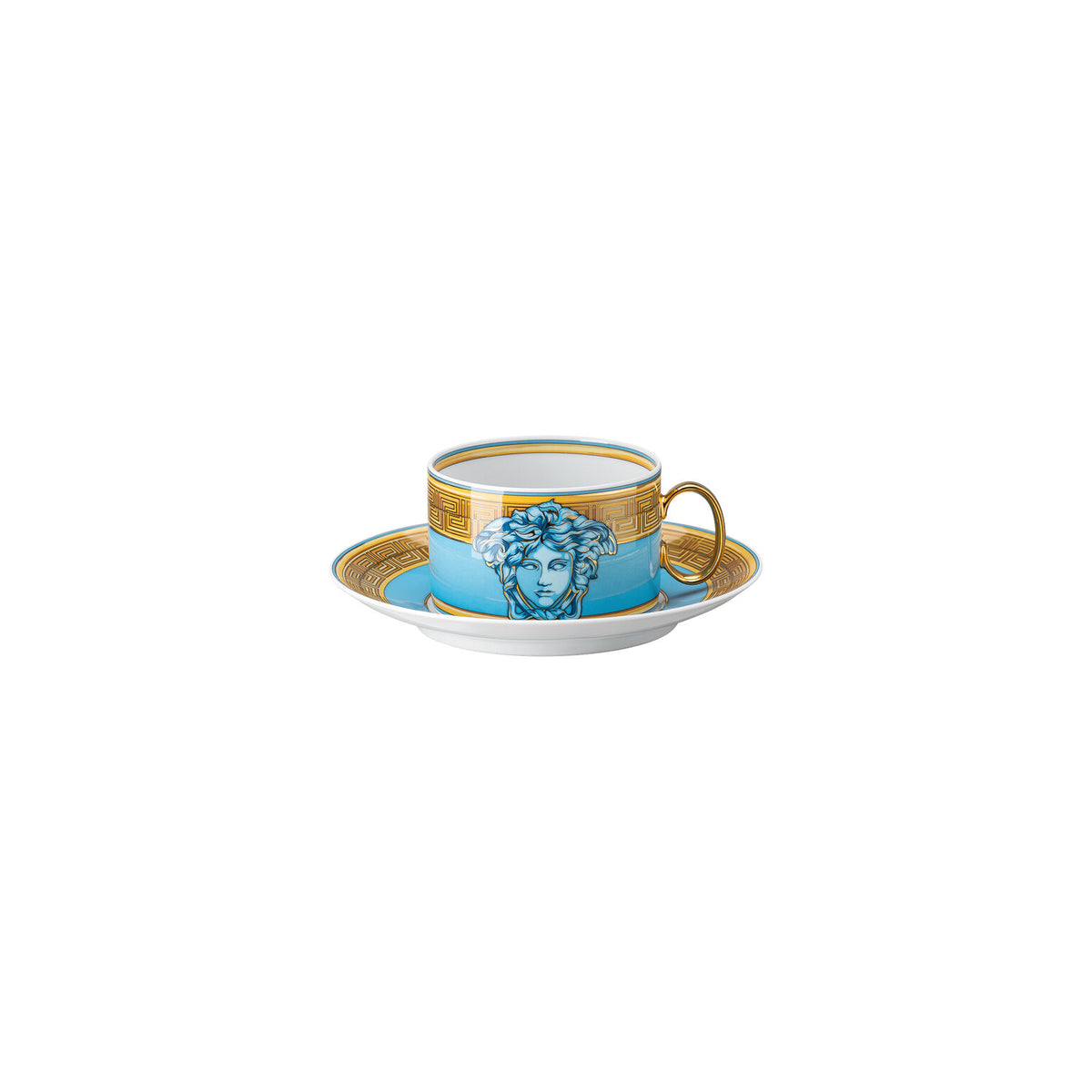 Versace Medusa Amplified Blue Coin Tea Cup & Saucer