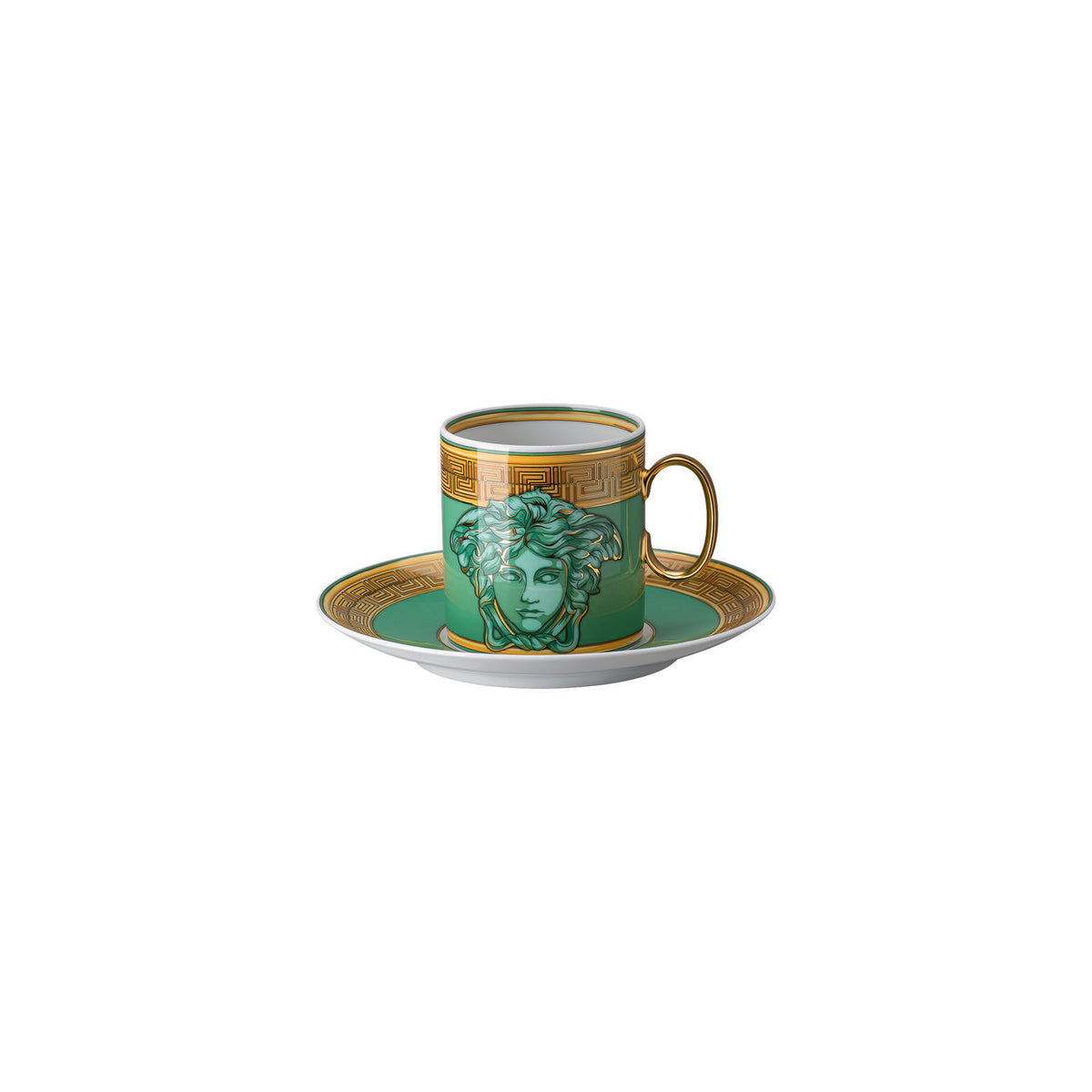 Versace Medusa Amplified Green Coin Coffee Cup & Saucer