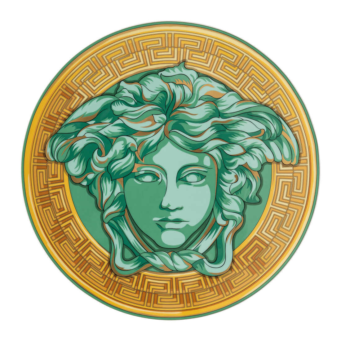 Versace Medusa Amplified Green Coin Service Plate, 13 in