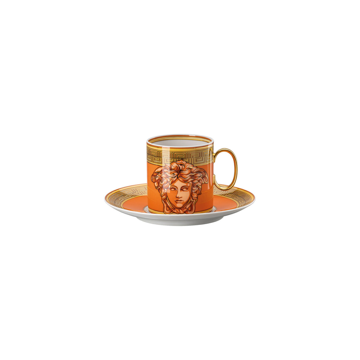 Versace Medusa Amplified Orange Coin Coffee Cup & Saucer