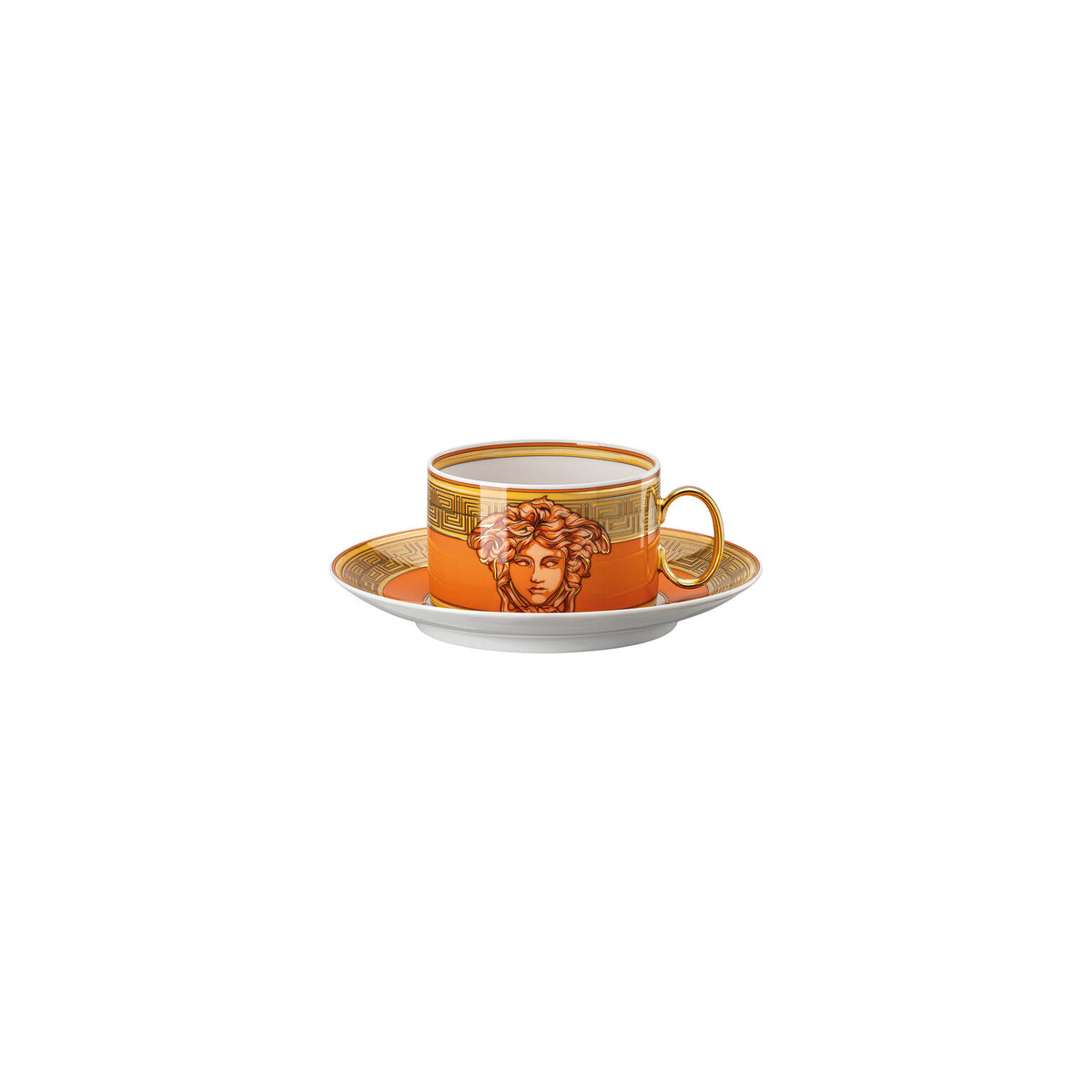 Versace Medusa Amplified Orange Coin Tea Cup & Saucer