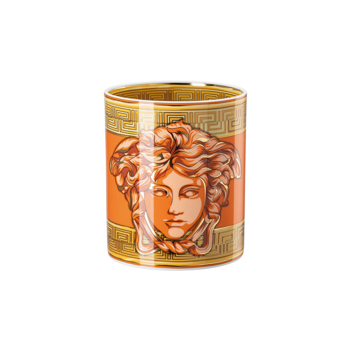 Versace Medusa Amplified Orange Coin Vase, 7 in