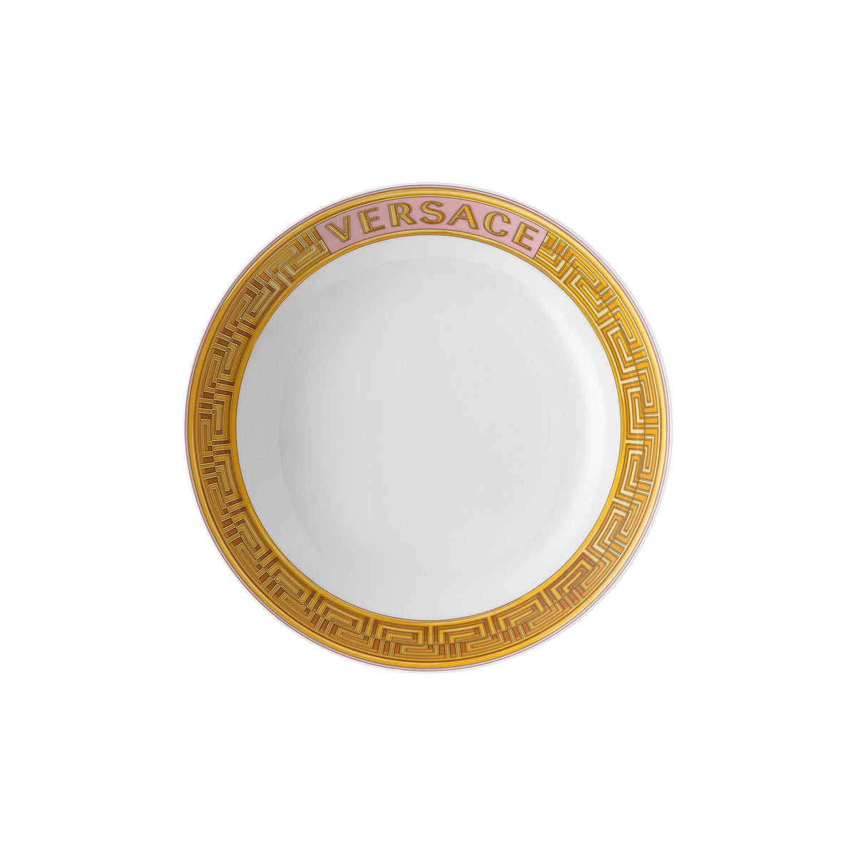 Versace Medusa Amplified Pink Coin Rim Soup, 8 2/3 in