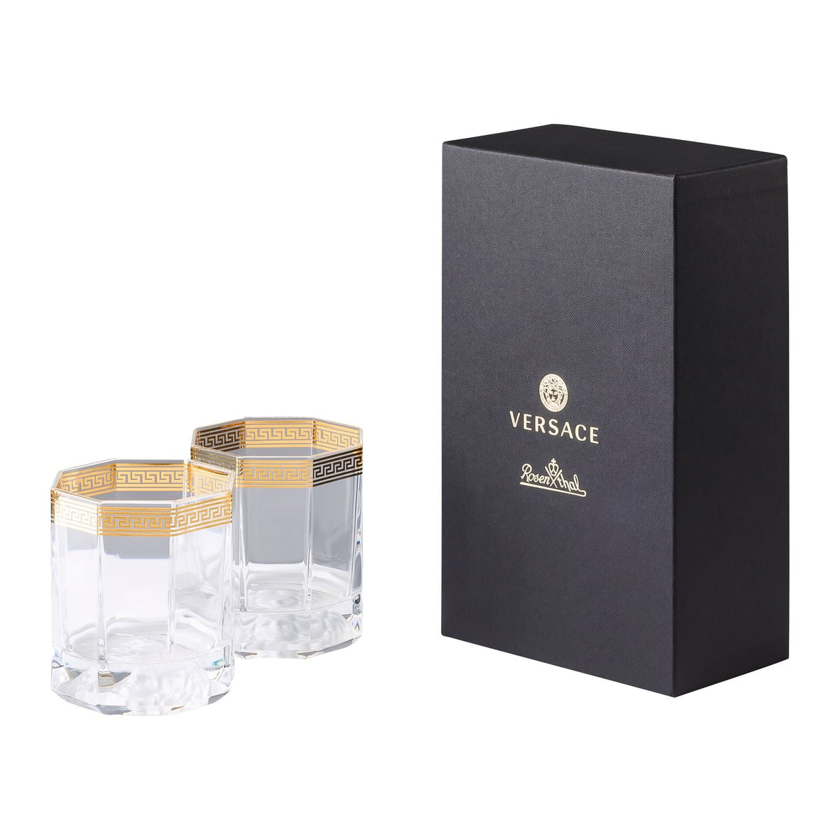 Versace Medusa d'Or Whiskey Glass, D.O.F., Pair