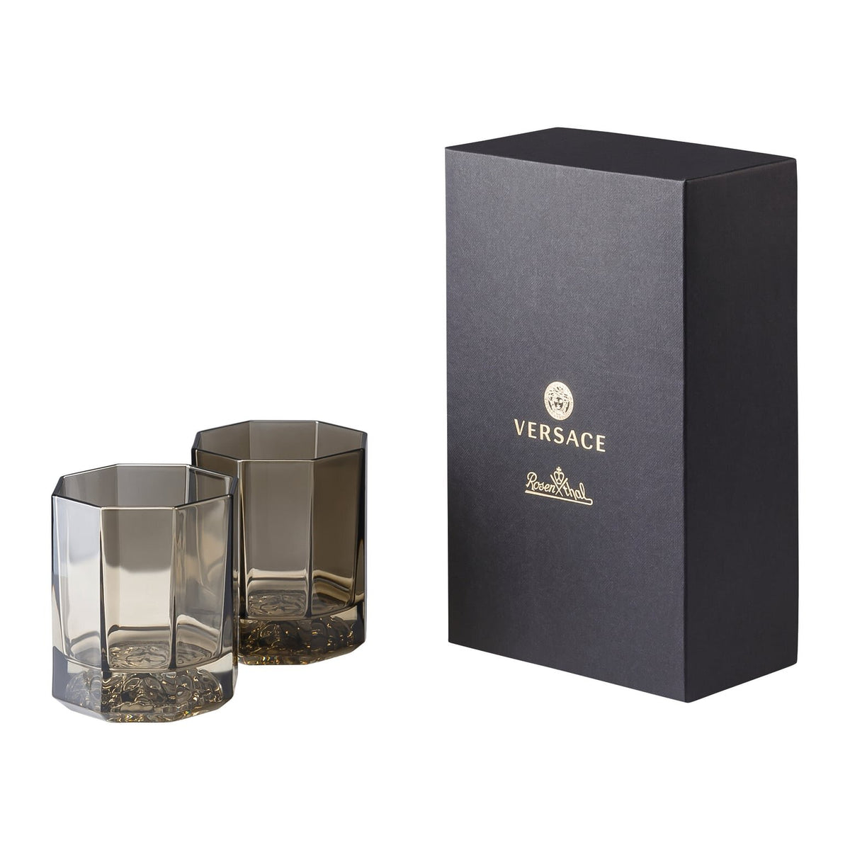 Versace Medusa Lumiere Haze Whiskey Glass, D.O.F., Pair