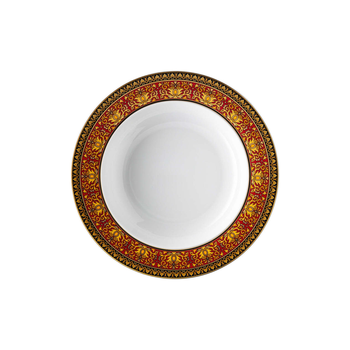 Versace Medusa Red Rim Soup, 8 2/3 in