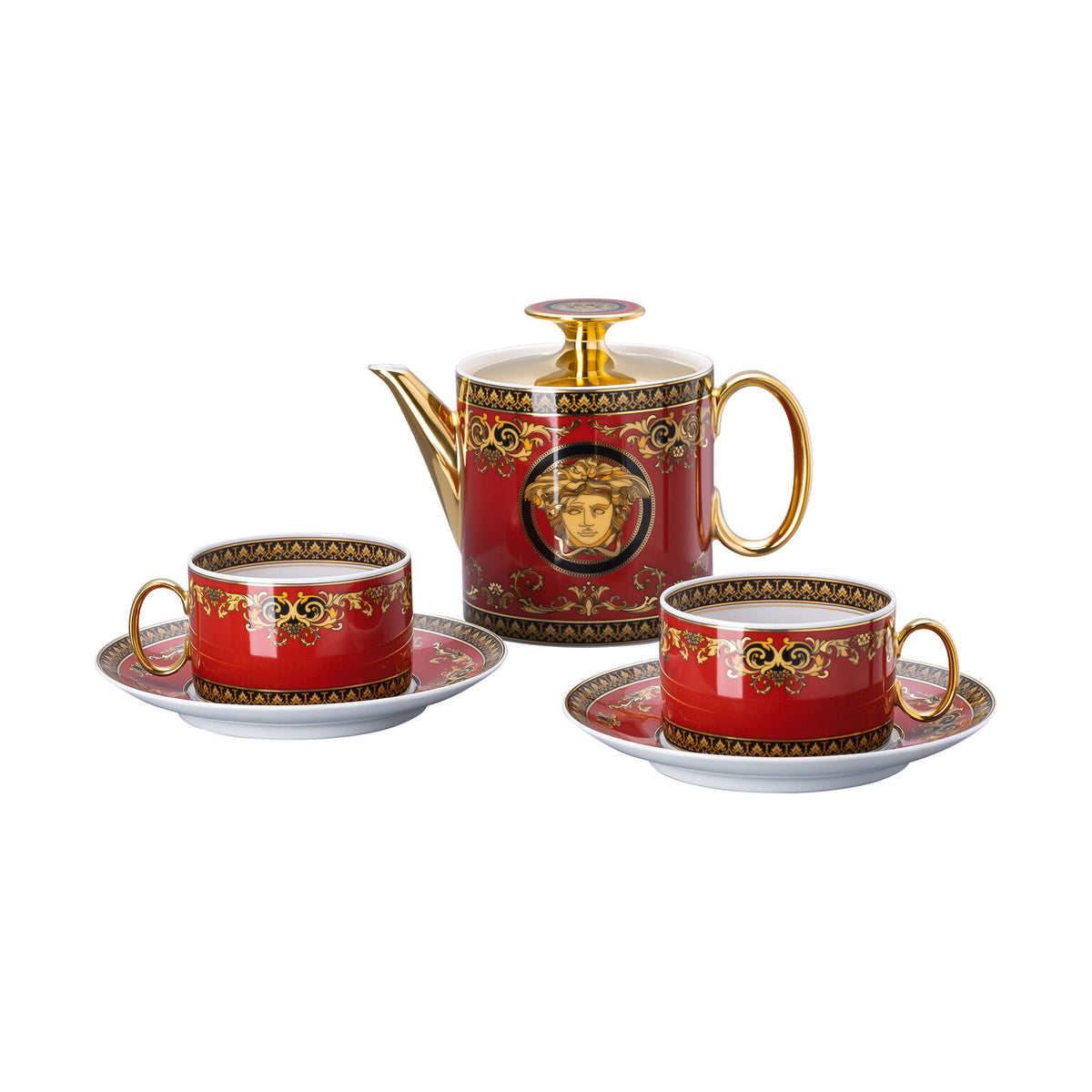 Versace Medusa Red Tea Set for Two