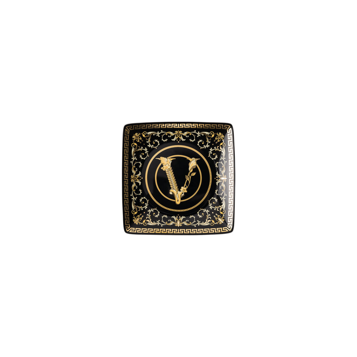 Versace Virtus Gala Canape Dish, 4 3/4 in, Square, Black