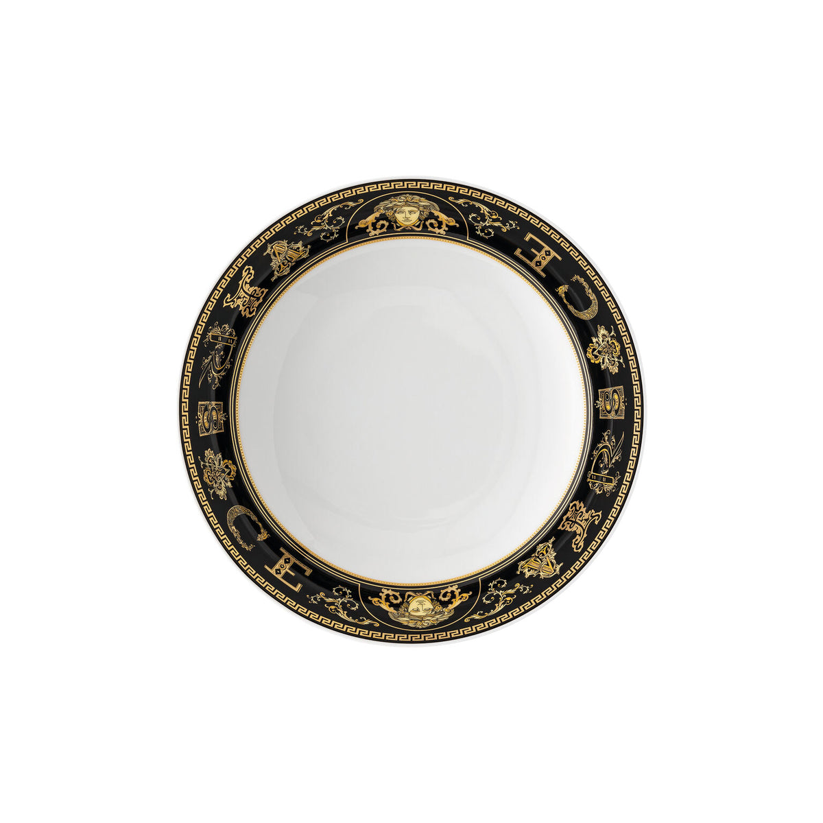 Versace Virtus Gala Rim Soup, 8 2/3 in, Black