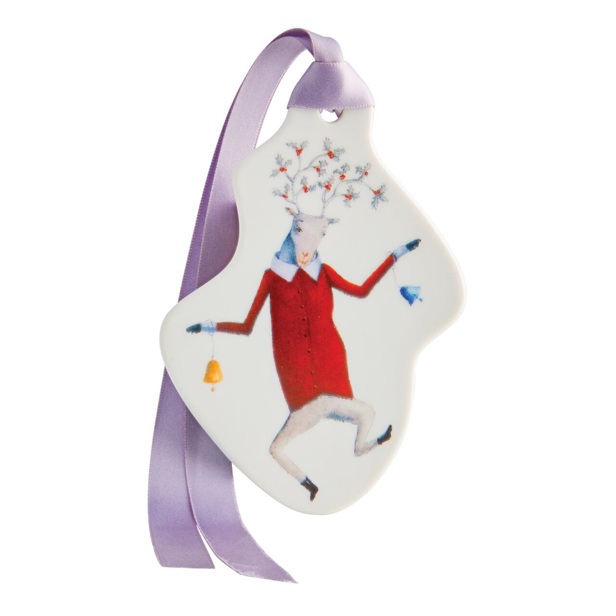 Vista Alegre Angels Reindeer with Bells Ornament on a white background
