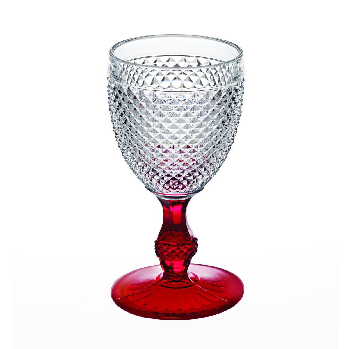 Vista Alegre Bicos Bicolor Goblet with Red Stem on a white background