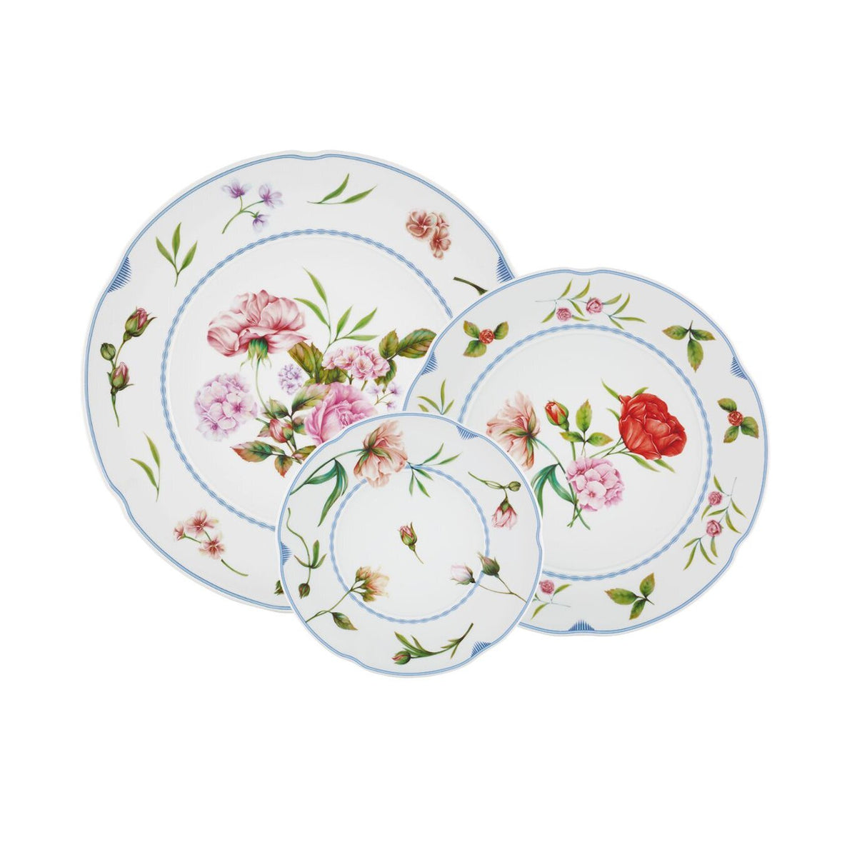 Vista Alegre Bridgerton - Set 3 Plates Charger, Dinner and Dessert on a white background