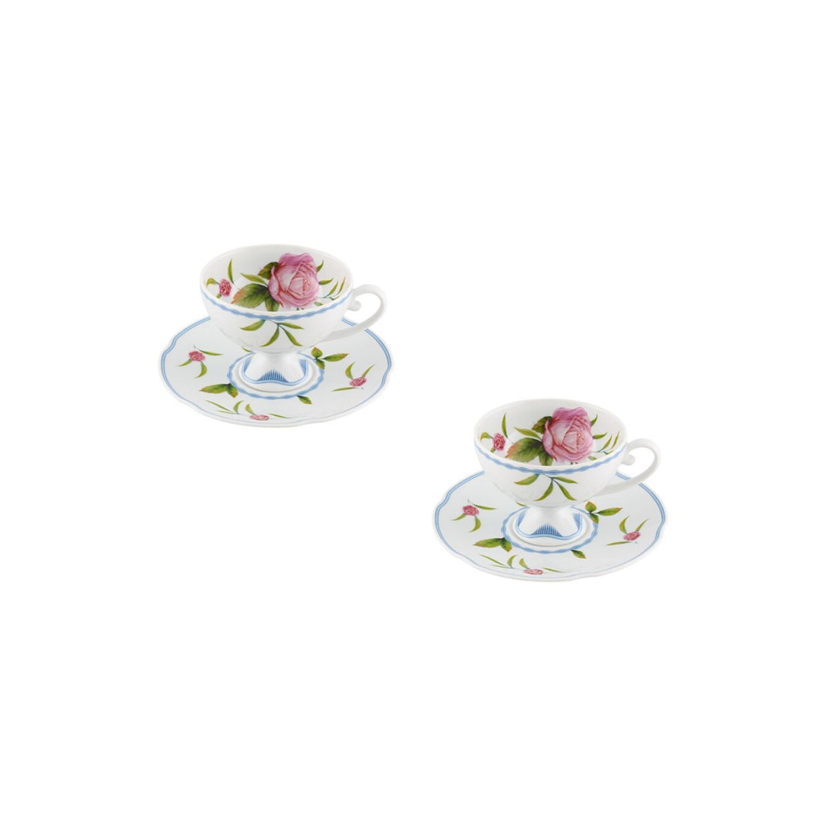 Vista Alegre Bridgerton Set of 2 Tea Cups & Saucers on a white background