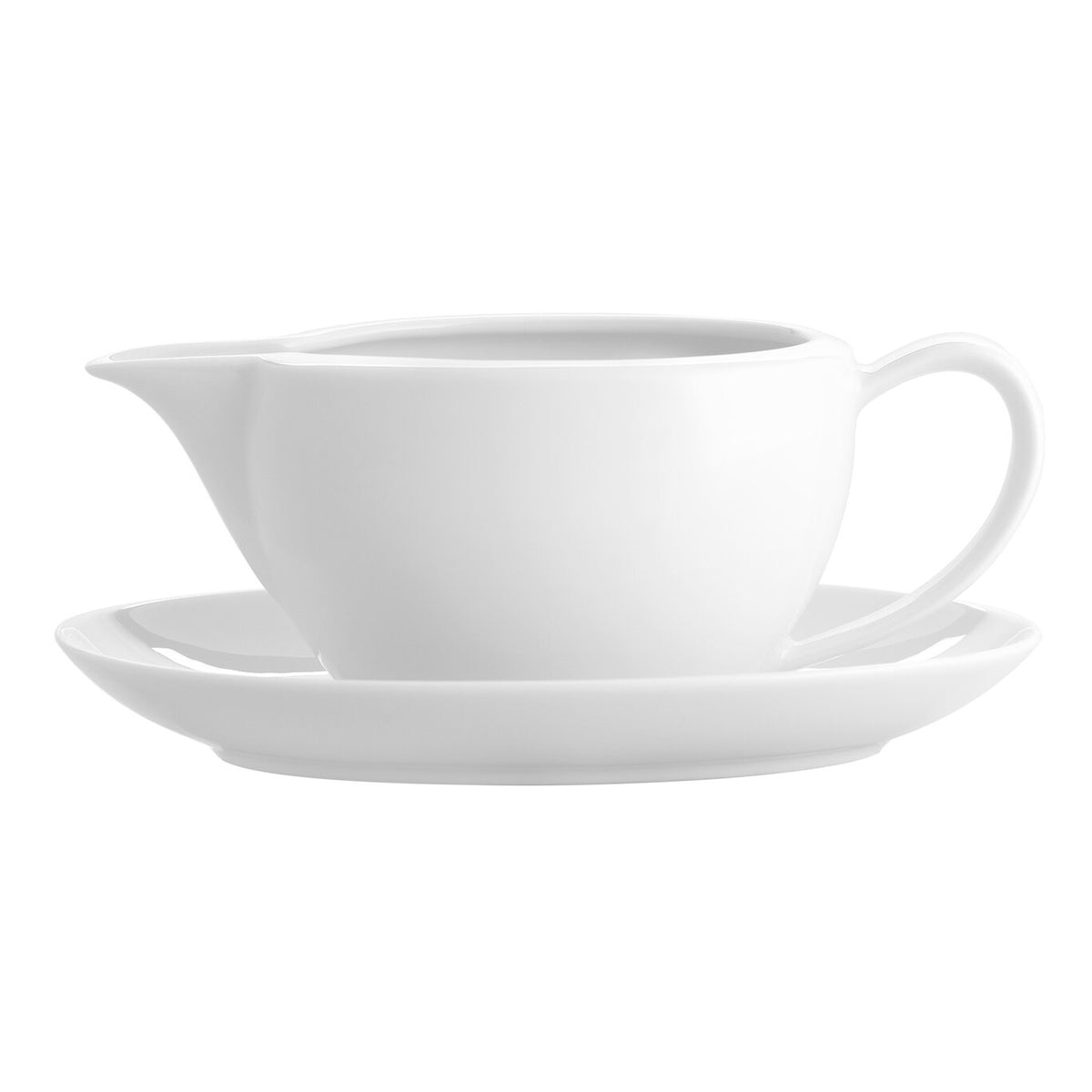 Vista Alegre Broadway White Sauceboat & Stand on a white background