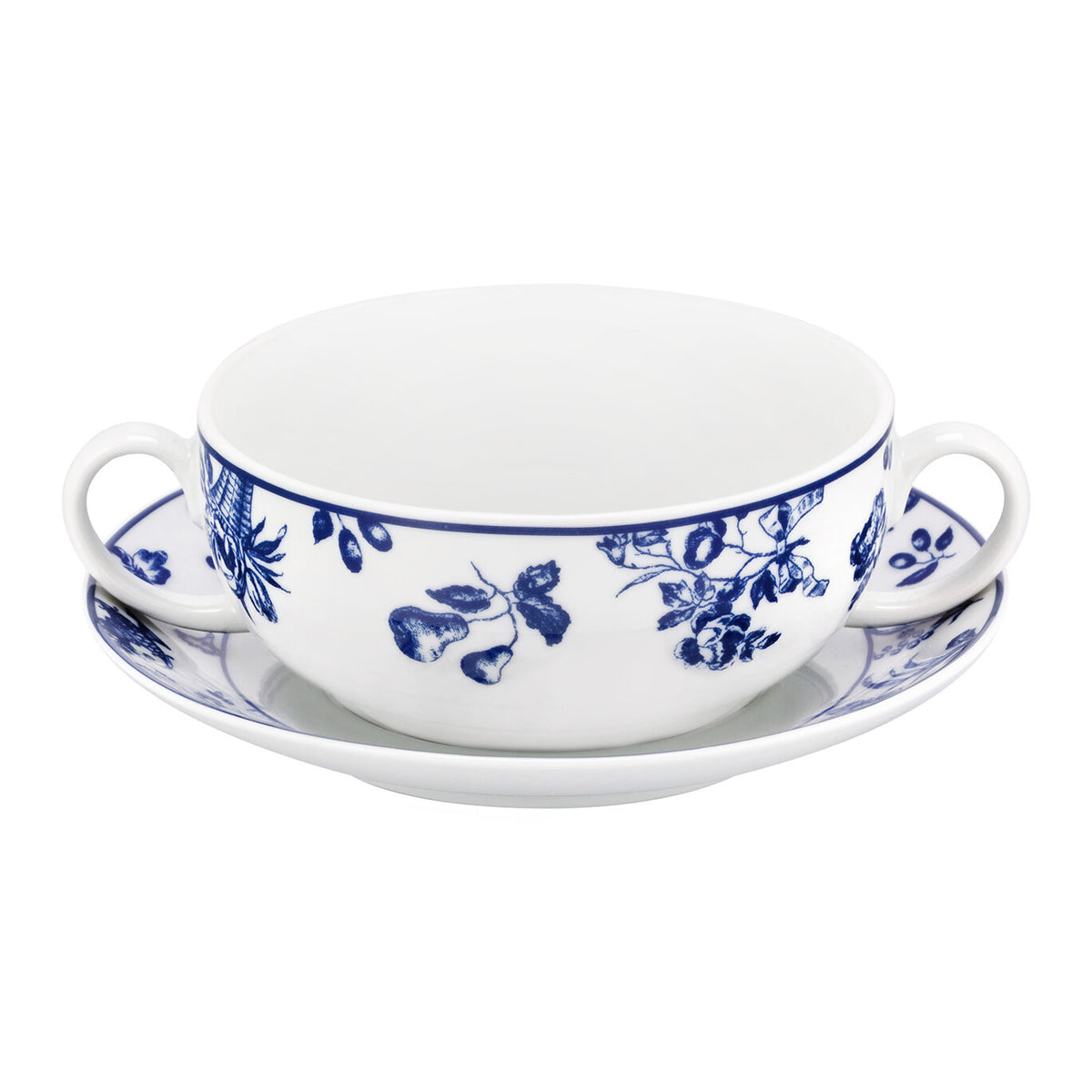 Vista Alegre Chintz Azul Consomme Cup & Sauccer on a white background
