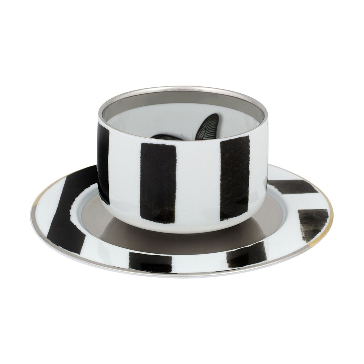 Vista Alegre Christian Lacroix Sol y Sombra Tea Cup with Saucer Butterfly on a white background
