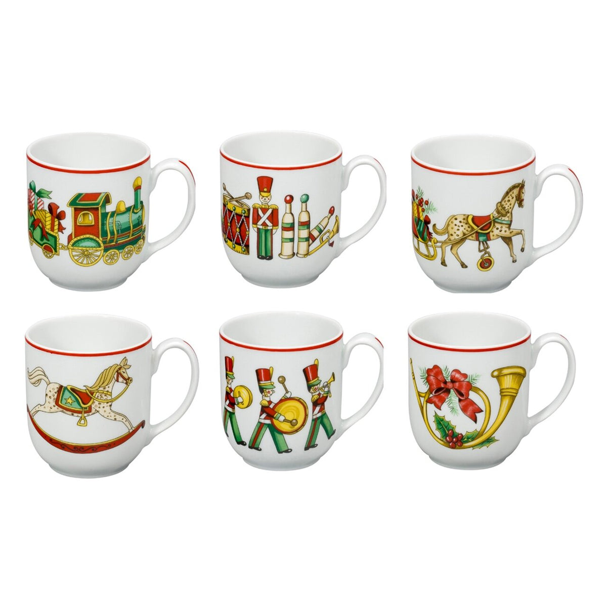 Vista Alegre Christmas Magic Set of 6 Mugs on a white background
