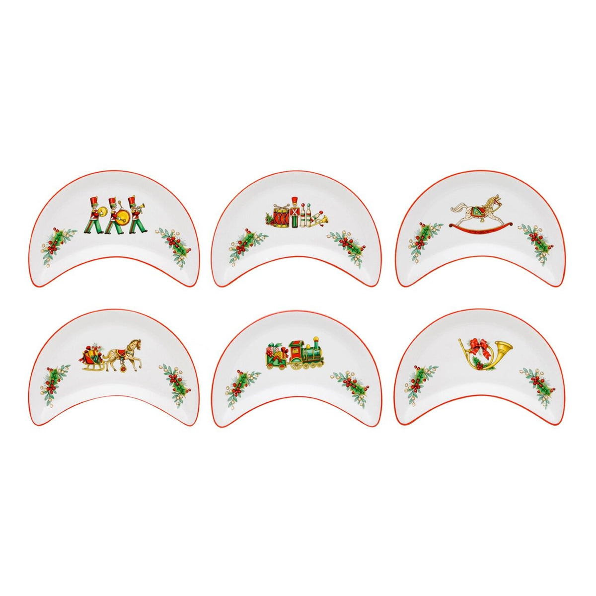 Vista Alegre Christmas Magic Set of 6 Salad Dishes on a white background