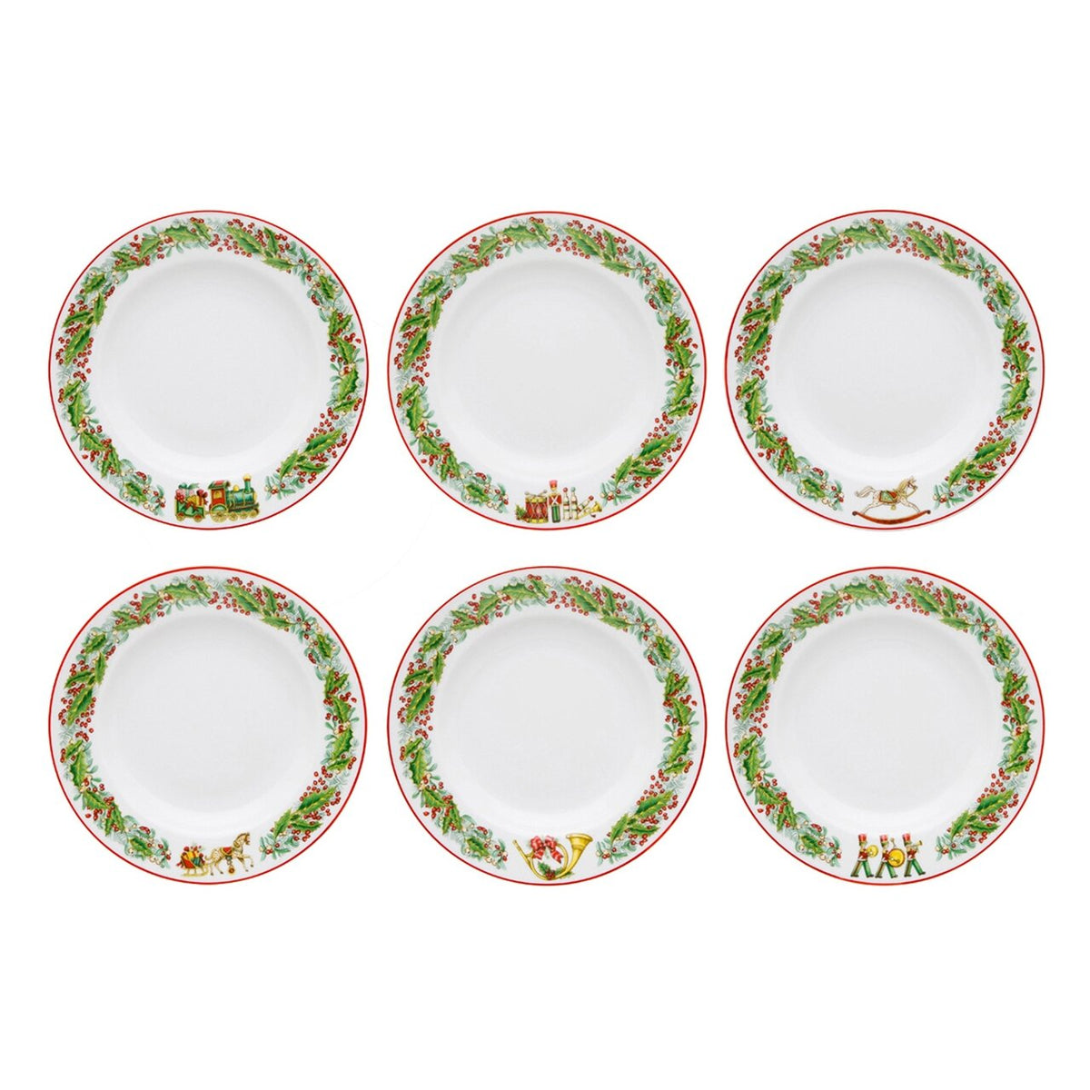 Vista Alegre Christmas Magic Set of 6 Soup Plates on a white background