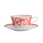 Vista Alegre Coralina Tea Cup and Saucer on a white background