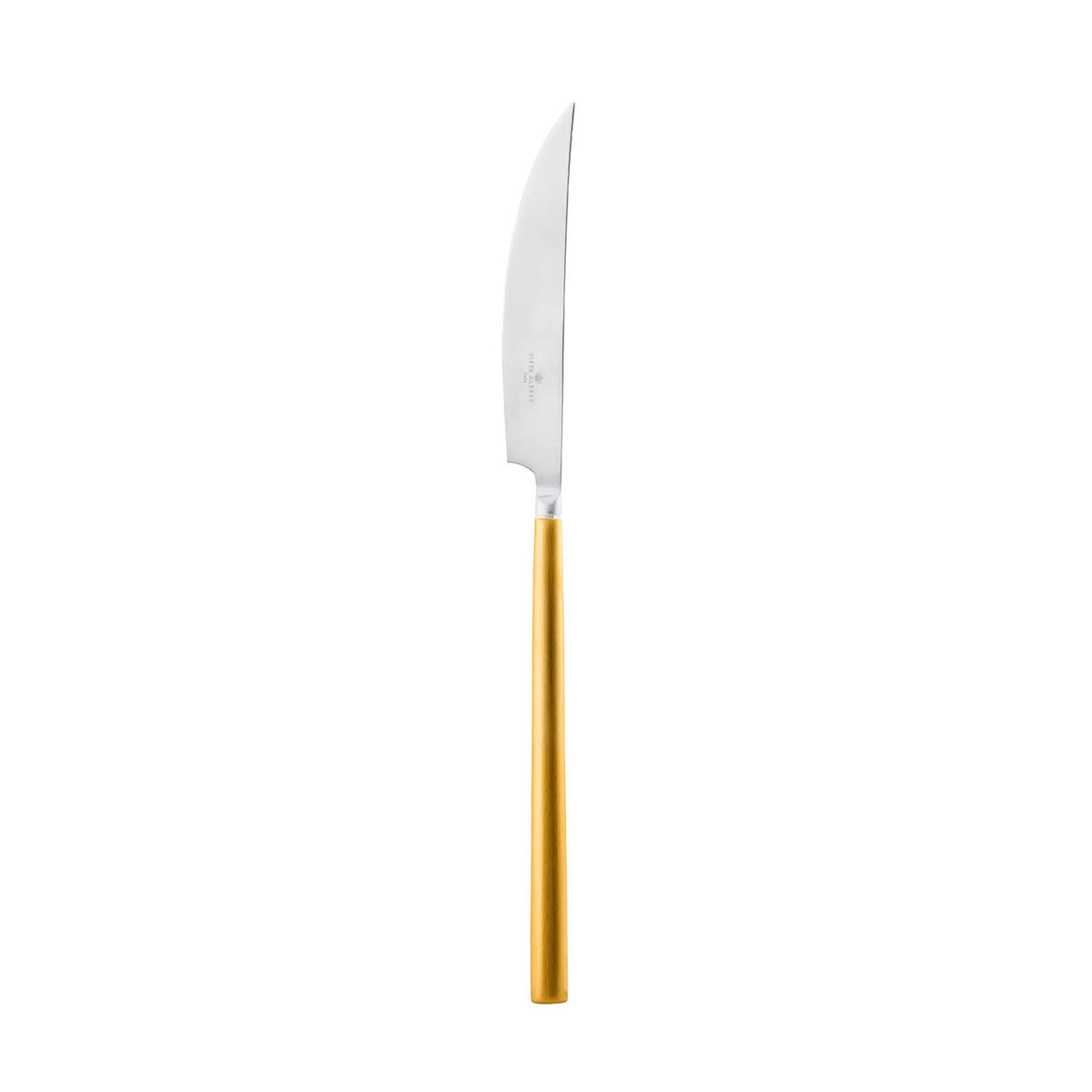 Vista Alegre Domo Handle Matte Gold Meat Serving Knife on a white background