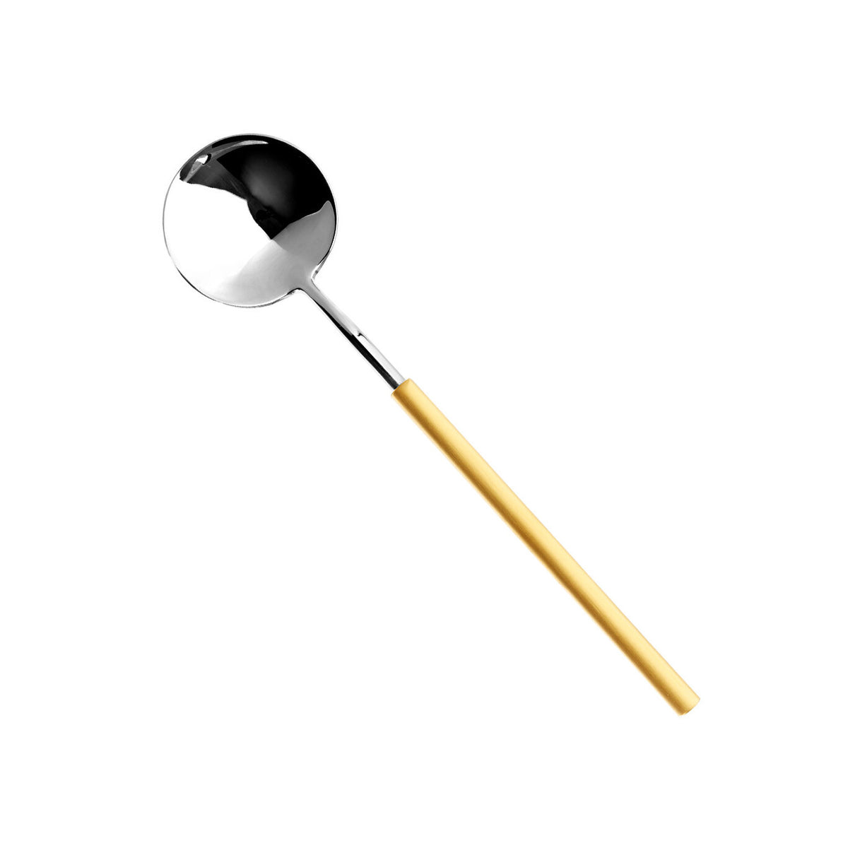 Vista Alegre Domo Handle Matte Gold Sauce Ladle on a white background
