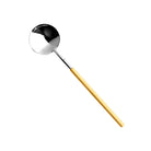 Vista Alegre Domo Handle Matte Gold Sauce Ladle on a white background