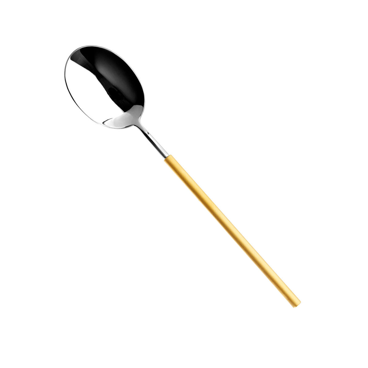 Vista Alegre Domo Handle Matte Gold Serving Spoon on a white background
