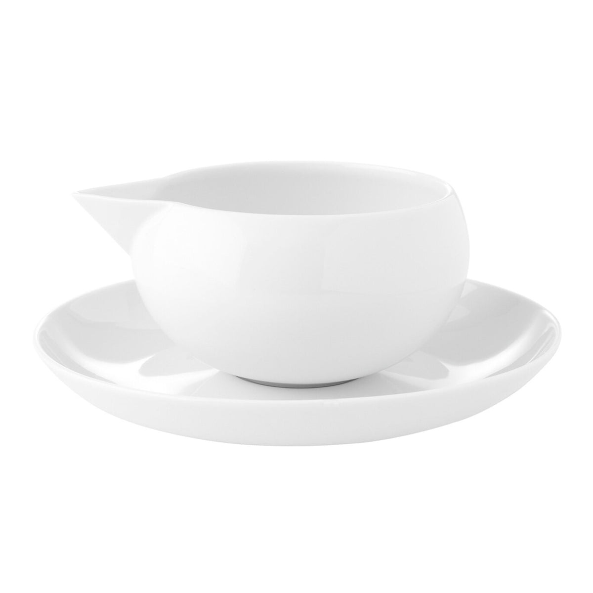 Vista Alegre Domo White Sauceboat & Stand on a white background